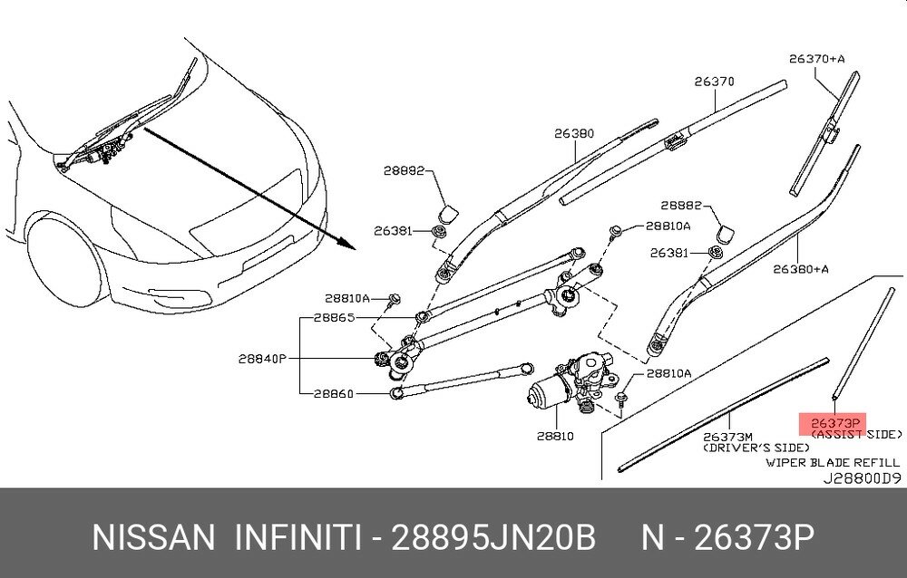 NISSAN 28895JN20B (28895JN20B) резинка стеклоочистителя