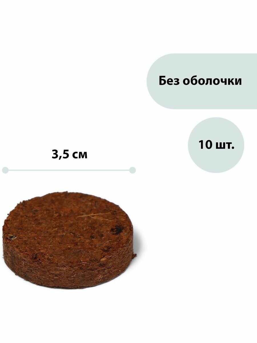 Таблетки кокосовые, d = 3,5 см, набор 10 шт, без оболочки,