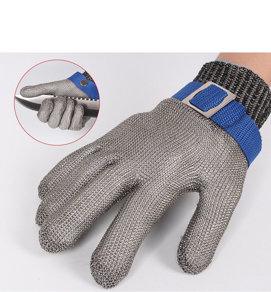 Защитная перчатка кольчужная из нержавеющей стали от порезов M (23.5 см)