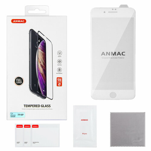 Защитное стекло iPhone 7/8 Plus Full Cover ANMAC белое защитное стекло iphone 7 8 9d пленка назад anmac арт 1137331 черное