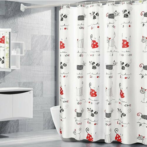 Штора для ванной комнаты с кольцами 180 х 180 см Цвет Слоновая кость 1399₽