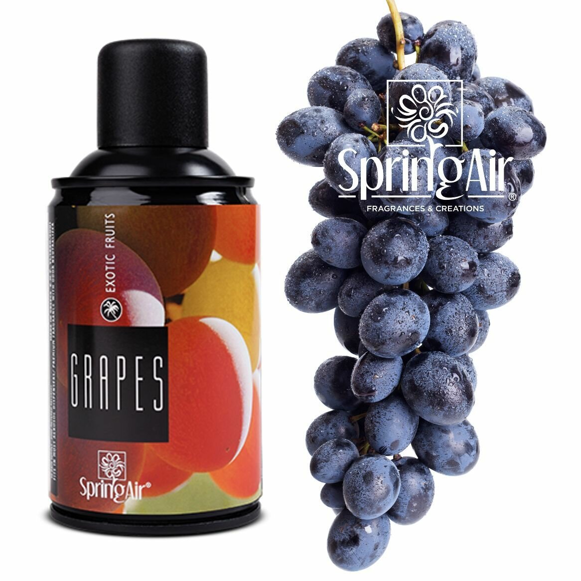 Освежитель воздуха Spring Air аэрозольный, аромат Виноград, сменный флакон, 250 мл, 3000 впрыскиваний, 1-01-1-070