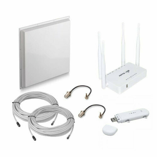 Усилитель 4G сигнала с антенной 20дБ и роутером