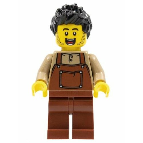 Минифигурка Lego hol260 Man, Black Spiky Hair, Dark Tan Shirt, Reddish Brown Overalls and Legs минифигурка лего lego hp254 draco malfoy black torso slytherin robe black short legs