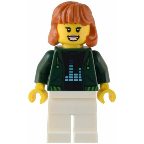 Минифигурка Lego cty1542 Gaming Tournament Spectator - Female, Dark Green Hoodie, White Legs, Dark Orange Hair
