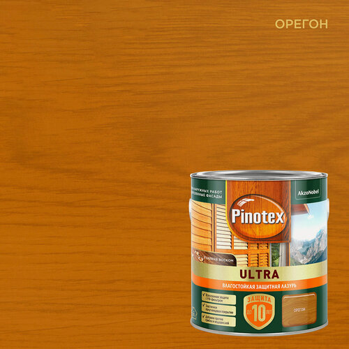 Изображение товара Лазурь PINOTEX ULTRA для защиты древесины, влагостойкая, орегон 2,5л