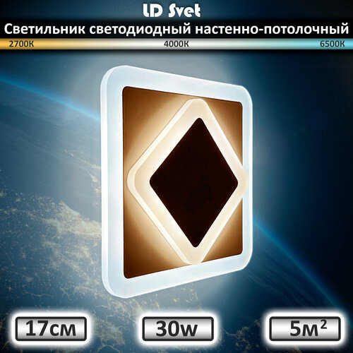 Бра светильник светодиодный настенно-потолочный белый, LED