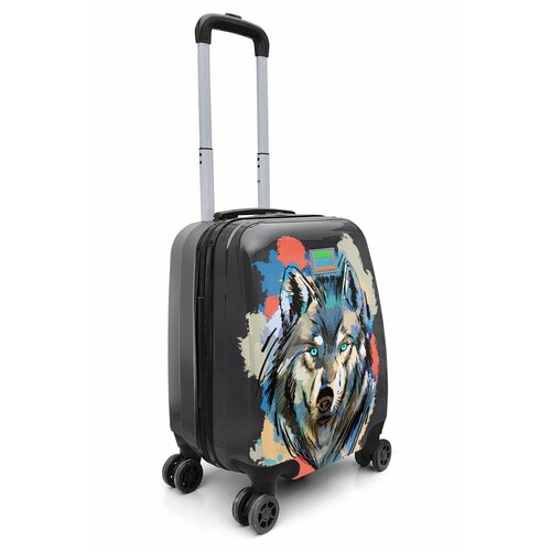 Чемодан  CORAL HIGH, ручная кладь, 33х40х25 см, 2.3 кг, черный, синий