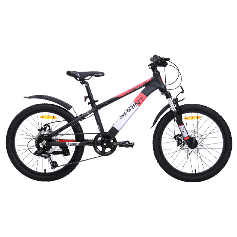 Подростковый горный велосипед Tech Team Sprint 24 disc (2024), рама 13, чёрный/красный, NP001421