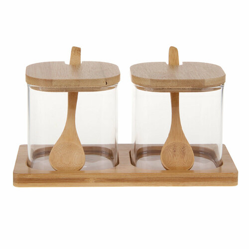 VETTA ЭКО Набор банок для хранения с ложкой 9х8х8см стекло бамбук 1083₽