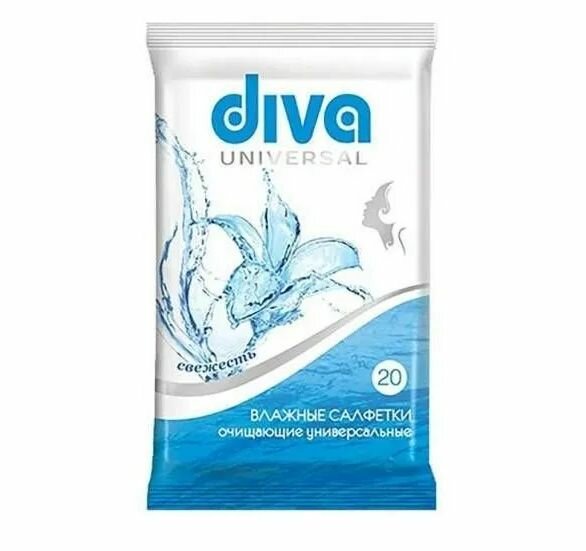 Влажные салфетки Diva очищающие универсальные (20шт х уп)