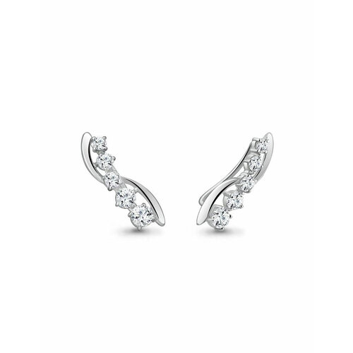 Серьги каффы Amarin Jewelry, серебро, 925 проба, родирование, фианит, серебряный