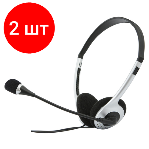 Комплект 2 шт Наушники с микрофоном Sven AP-010MV с регулятором громкости 2м серебристый черный 1265₽