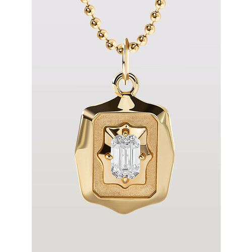 Подвеска KAPLI jewelry, серебро, 925 проба, золочение, муассанит, размер 2.4 см., золотистый