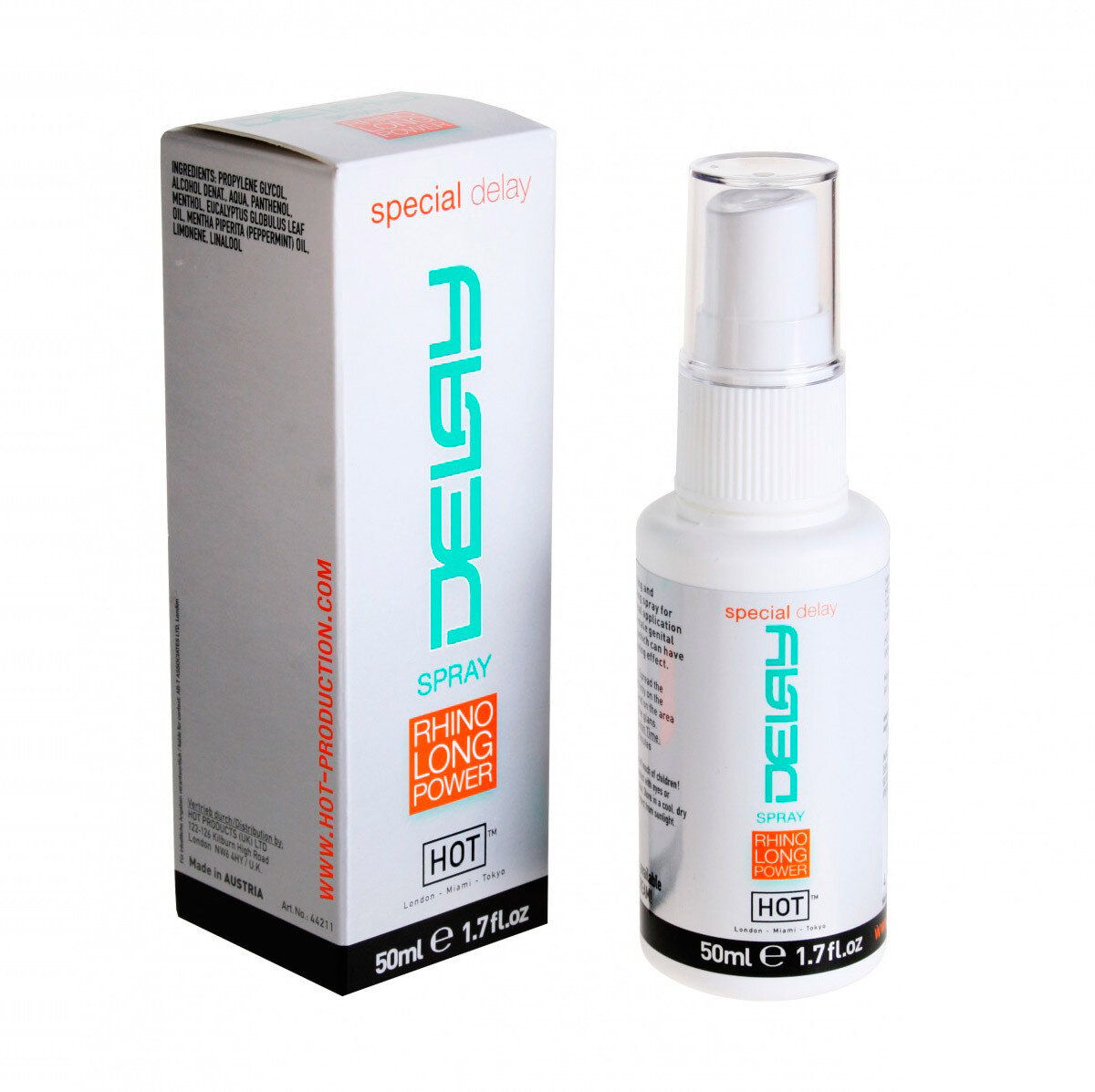 Спрей-пролонгатор Delay Spray HOT, для мужчин, 50мл, нейтральный