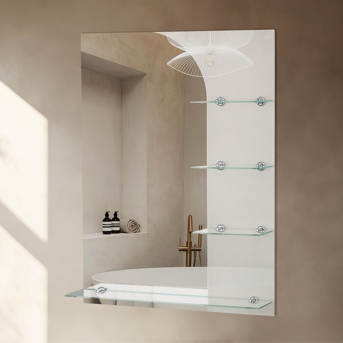 фото Зеркало, настенное, с пескоструйной графикой, с полочками, 60×80 см 4251866