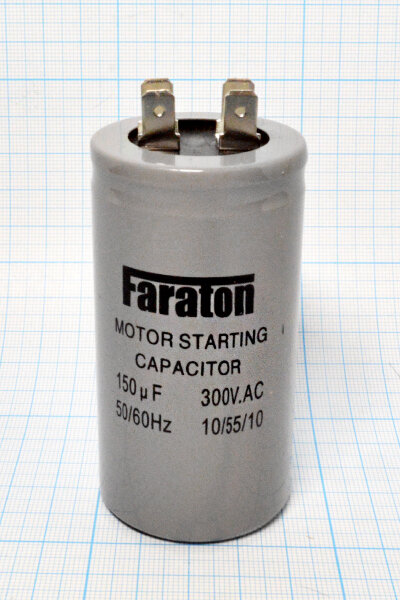 Пусковой конденсатор CD60-J 150 мкФ 300В 4T (FARATON) 42x42x82 мм — фото 1