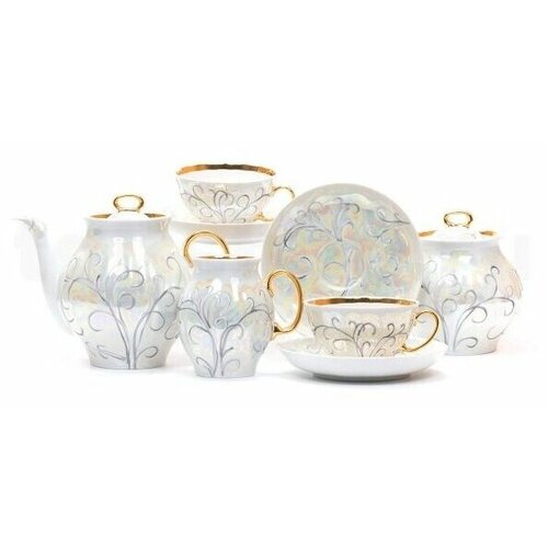 Сервиз чайный Дулёвский фарфоровый завод Форма Белый лебедь Рисунок Морозко 15 предм 14199₽