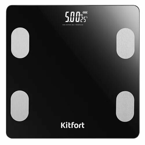 Напольные весы KitFort КТ-844, до 180кг, цвет: черный