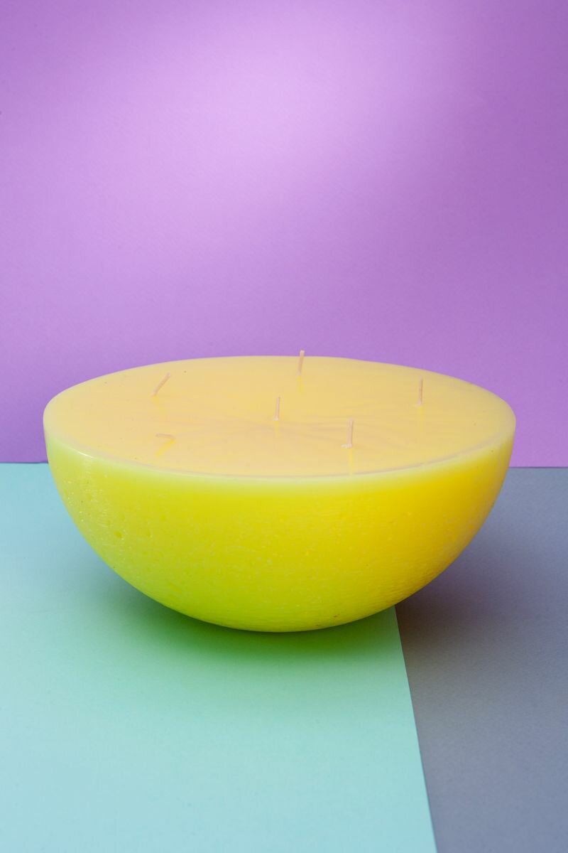 Свеча "Лимонное счастье", 1 шт, полусфера, 6 фитилей, 20*8,5см, желтый.