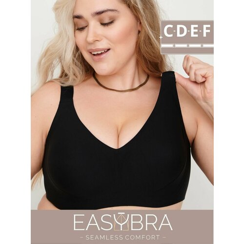 фото Бюстгальтер усиленная поддержка без косточек, размер 2xl, черный easy bra