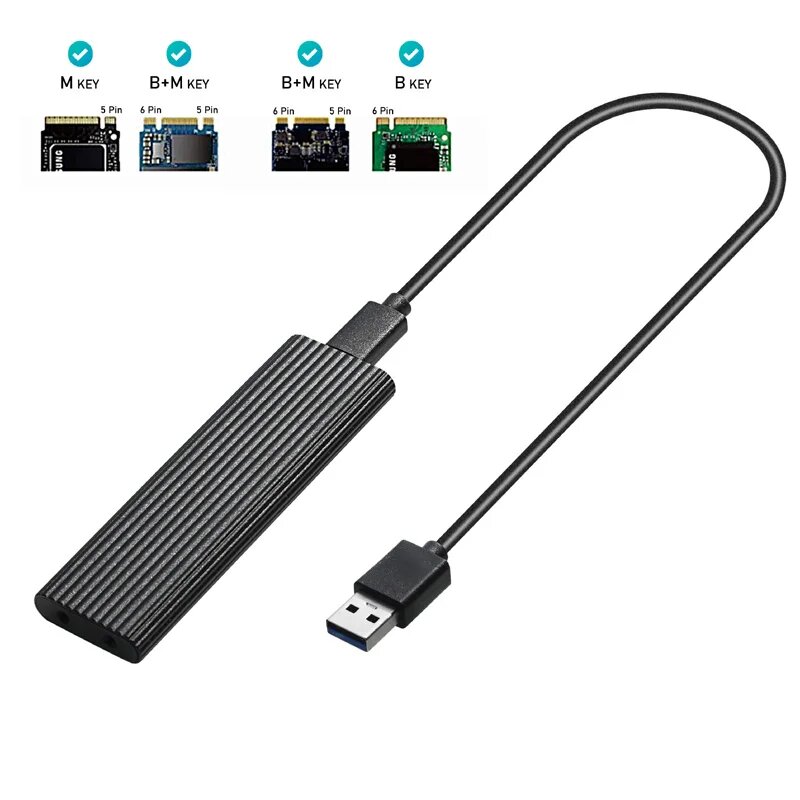 Футляр NVME M.2 на USB для NVME PCIE NGFF M.2 SATA SSD M/B + M Key 2230/2242/2260/2280 M2, Red