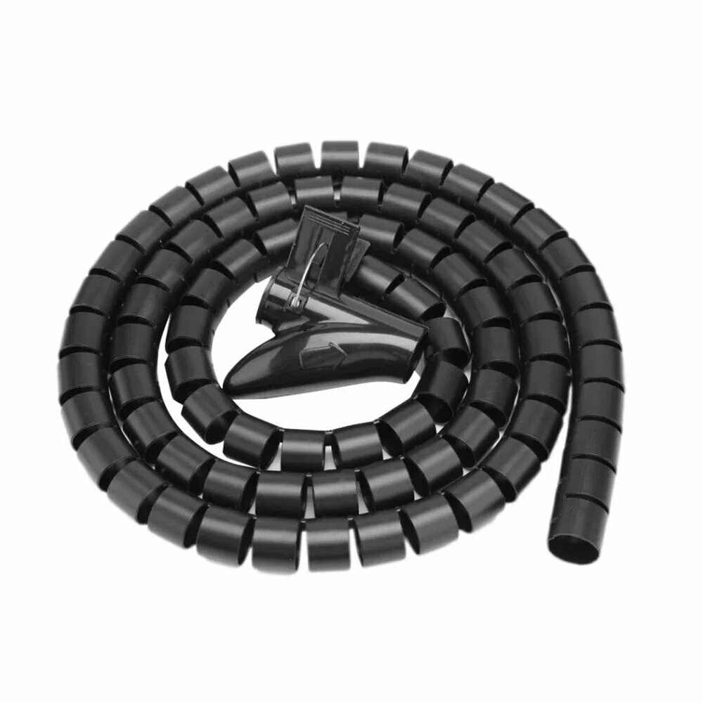 Гибкий спиральный протектор кабеля 1,5/2 м, 10mm 2m black