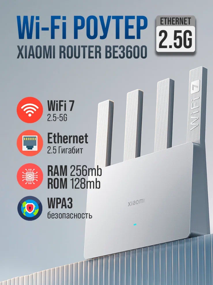 Wi-Fi роутер Xiaomi Router BE3600 2.5G, WiFi 7 (RD15) White