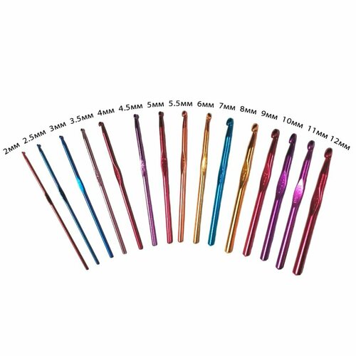 Набор металлических крючков для вязания ( 2 мм - 12 мм ), 15 шт./комплект.