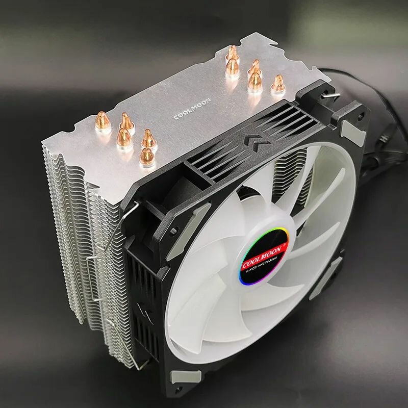 Кулер для процессора бесшумный RGB 6 тепловых трубок Ventilador PWM 4PIN для радиатора Intel 1150 1151 1155 1156 1200 1366 2011 X79 X799 AM3 AM4 — фото 1