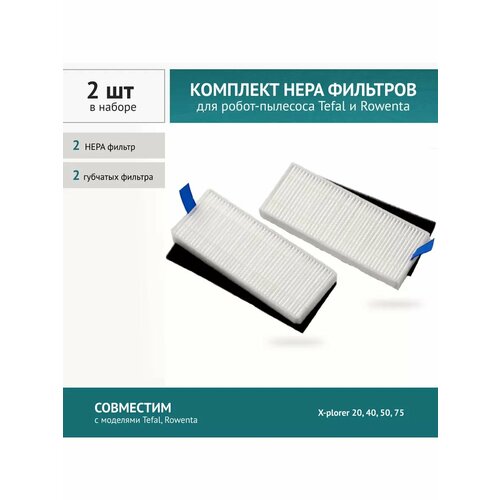 НЕРА Фильтр 2шт для робота-пылесоса Tefal Rowenta X-plorer 20 4045 50 75 Series 311₽