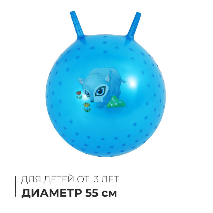 Мяч - прыгун с рожками, массажный, d=55 см, цвет микс
