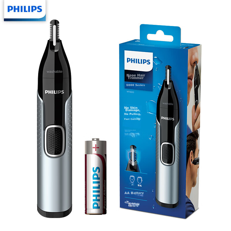 Триммер Philips Nose Hair Trimmer, NT5600/15 для стрижки волос в ушах и носу, серый