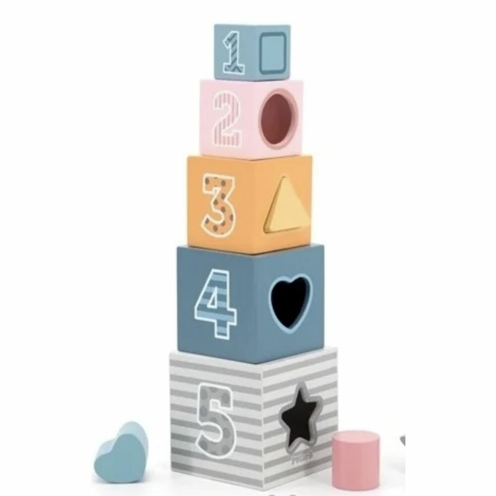 Пирамидка-кубики Polar B Дерево, с сортером, в коробке