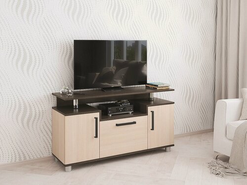 Изображение товара Тумба под телевизор напольная тэкс 003 С, цвет венге/дуб молочный