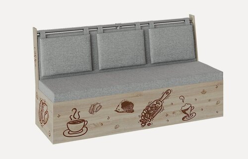 Изображение товара Скамья прямая Роденго, BUDUNOV GROUP, Сонома/ТК Рогожка серая, скамья с ящиком для хранения, 150х59х88 см