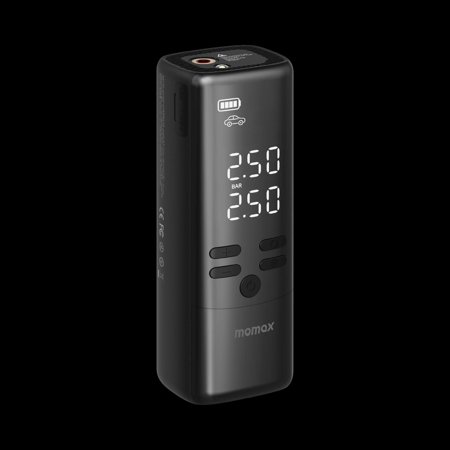 Компрессор автомобильный Momax 1-Move Support Portable Multi-purpose Air Pump&Battery Pack - Black