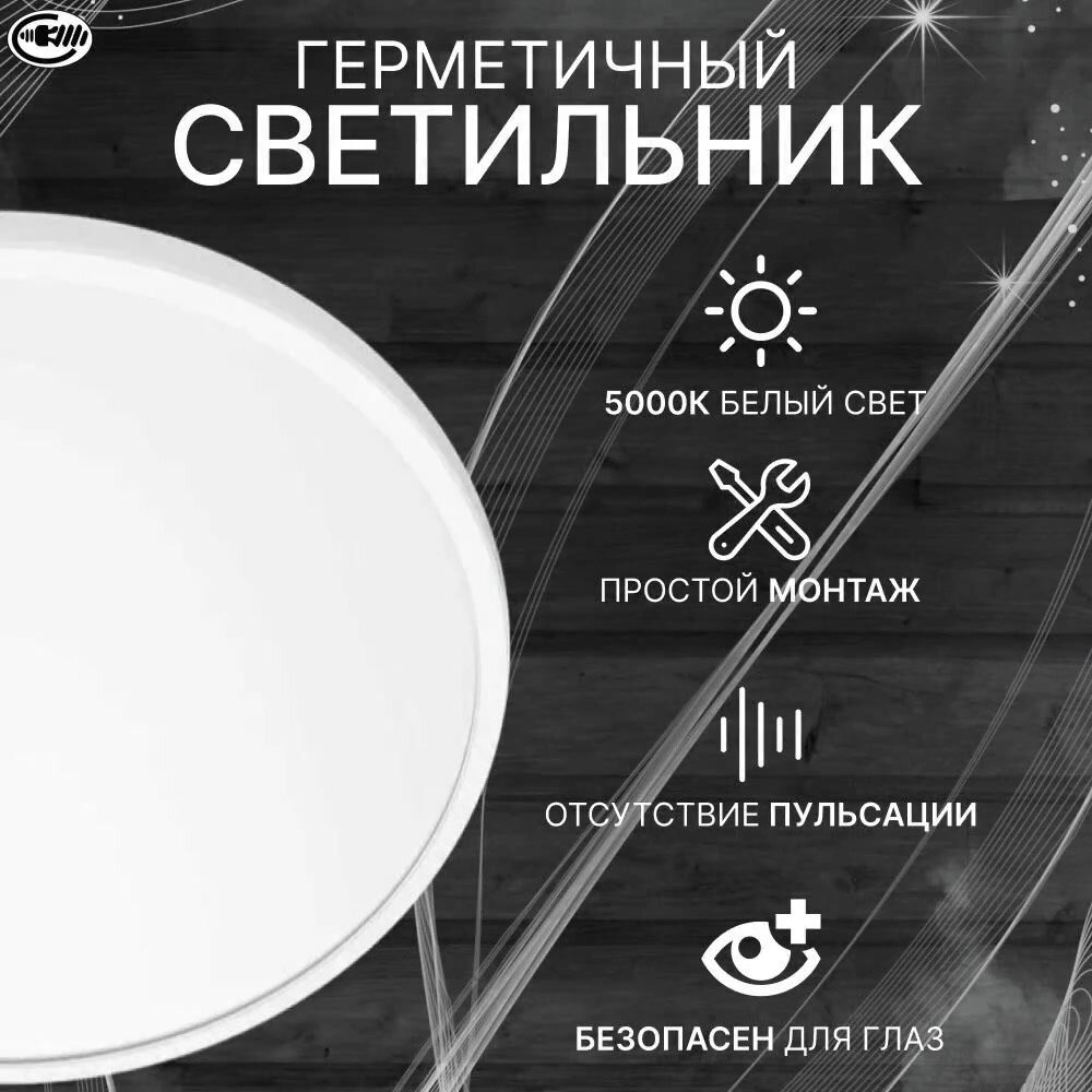 Светильник LEEK BL, светодиодный, влагозащищенный, холодный белый свет, 24W, IP65 — фото 1
