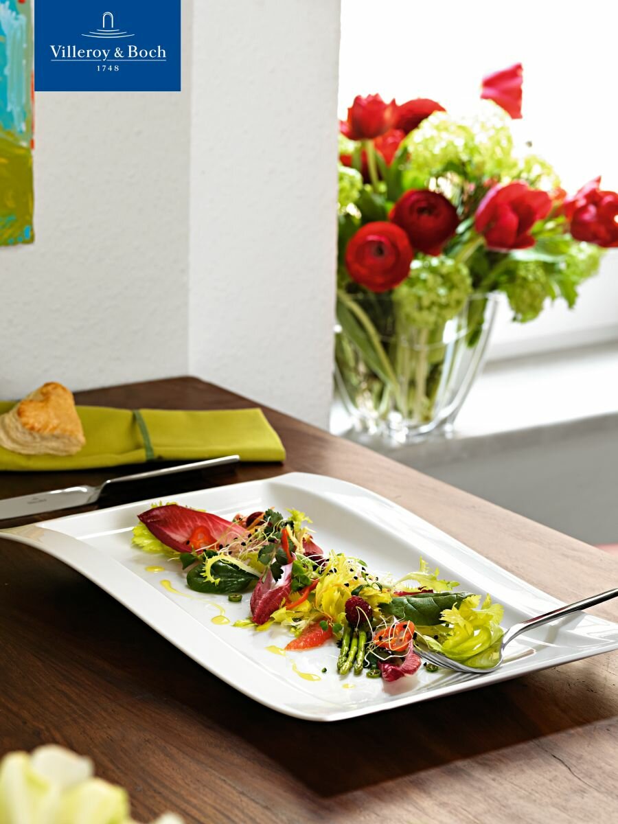 Блюдо сервировочное прямоугольное 37х25 см, NewWave, Villeroy & Boch, Премиум-Фарфор