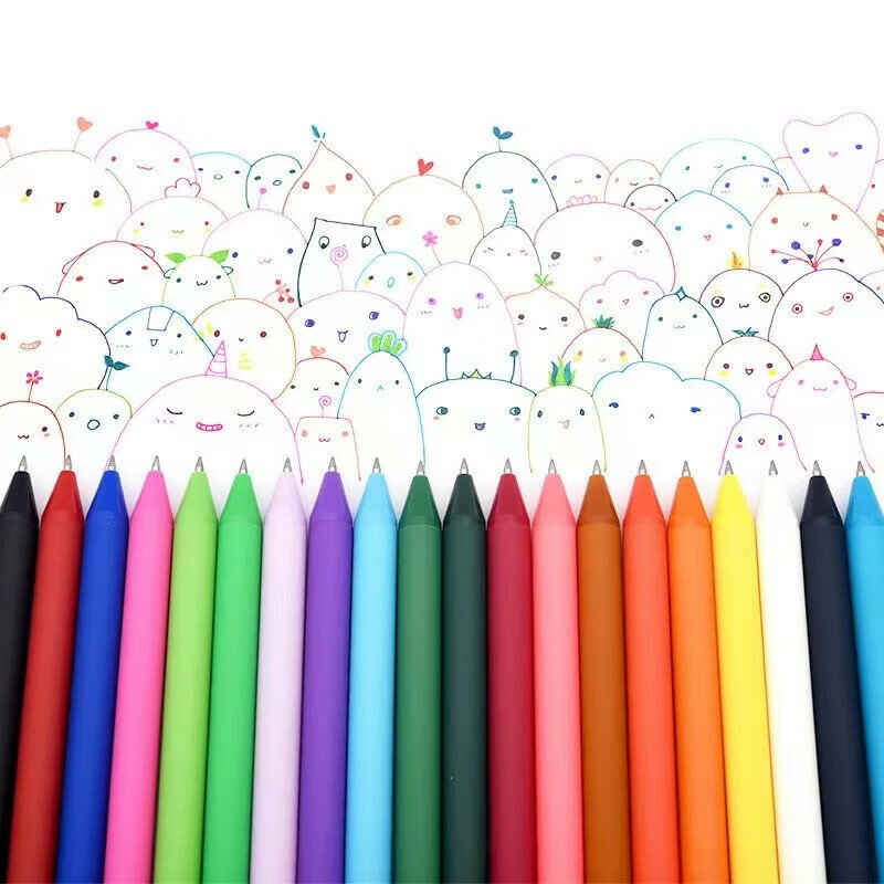 Изображение KACO Colorful Retractable Multi-Color Gel Pens, Journal Pens, Ink Pens, 0.5mm Colorful Refill Bullet Tip, Shuyuan 20 Pens/box K1015