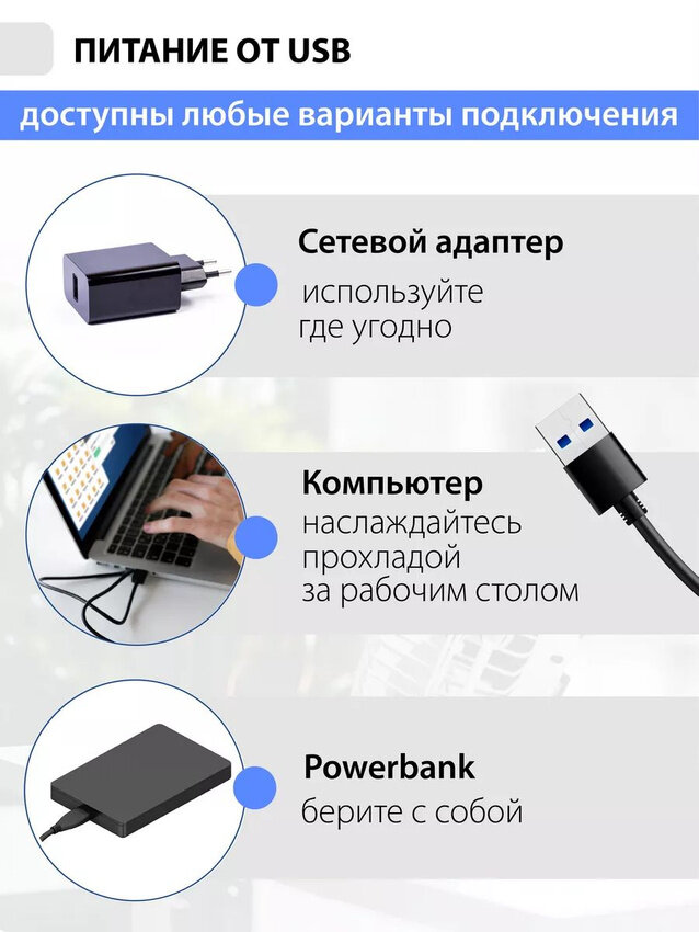 Мини вентилятор настольный Econ ECO-CF401 white, питание от USB, 14x9x14.5cm, 1200 об/мин, 3 Вт — фото 1