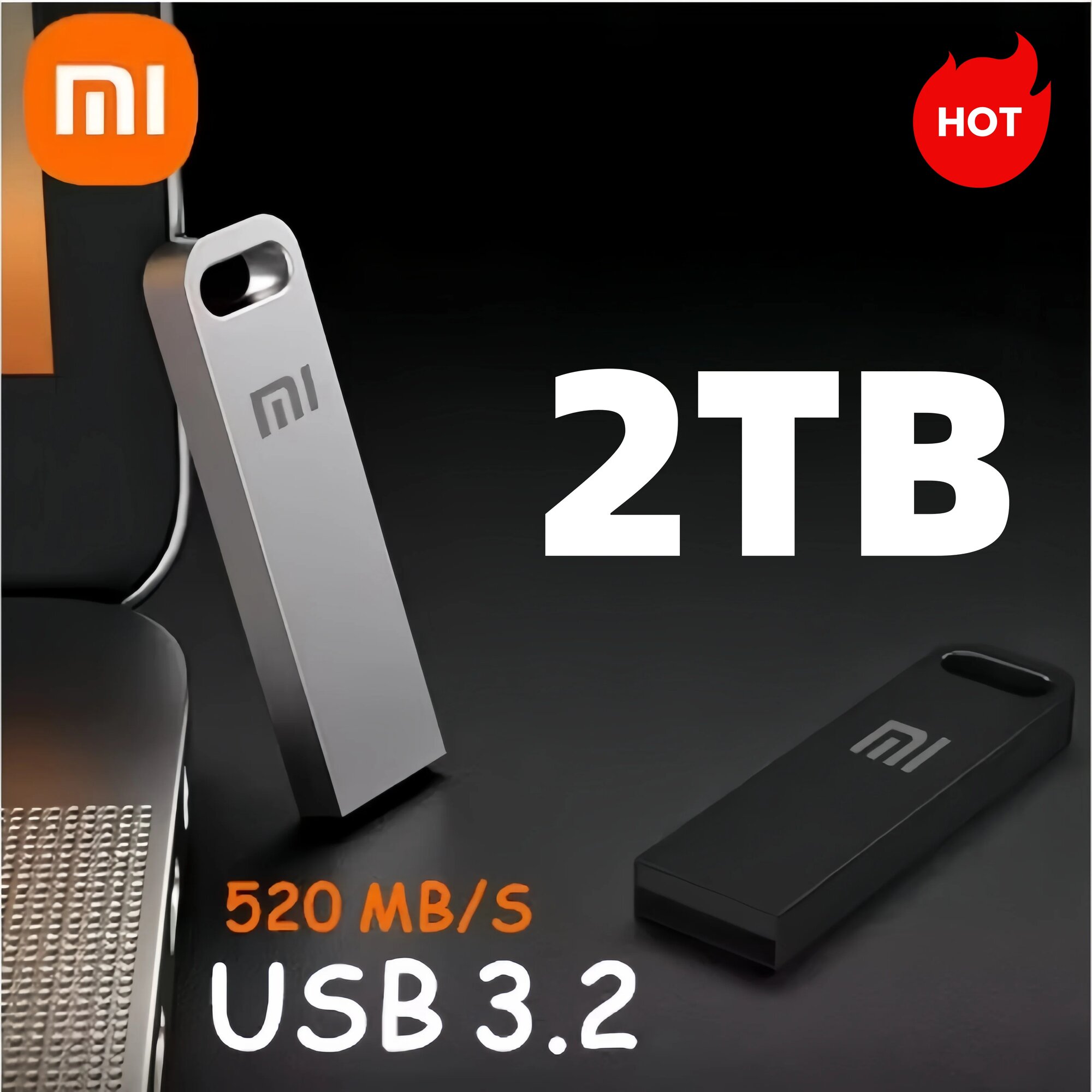 Картинки USB 3.2 флэш-накопитель 2 ТБ Сверхскоростная передача Металлический мини-диск U-образный диск SSD U-накопитель