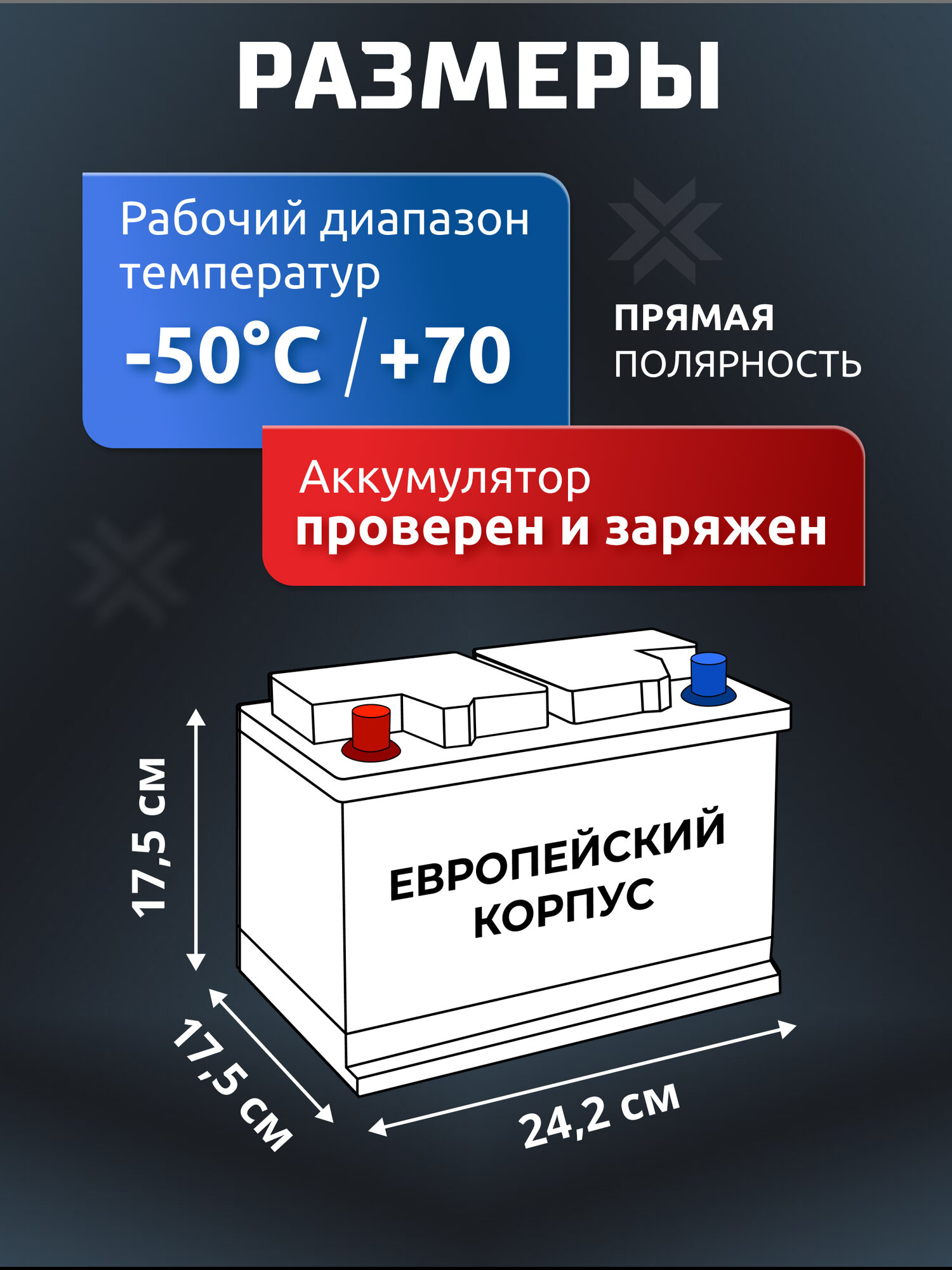 Аккумулятор автомобильный ZUBR Premium (низкий) 65 Ah 650 A прямая полярность 242x175x175 — фото 1