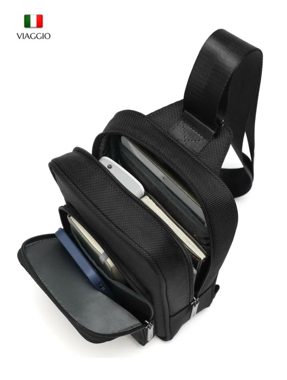 Сумка кросс-боди , фактура зернистая, черный — фото 1