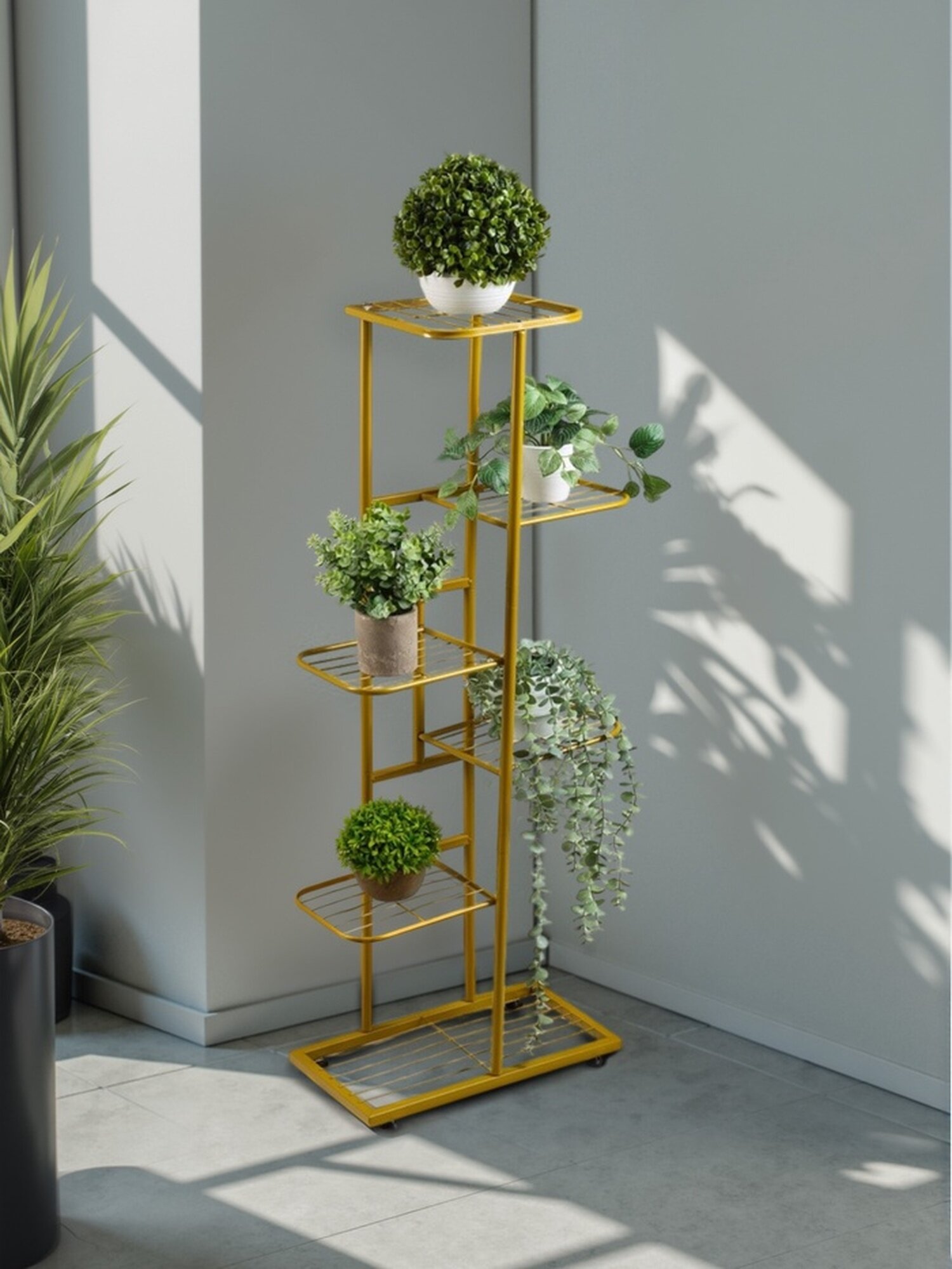 Подставка для цветов Greengo, 6 полок, 44 × 22 × 105 см, напольная, металл, цвет золотой
