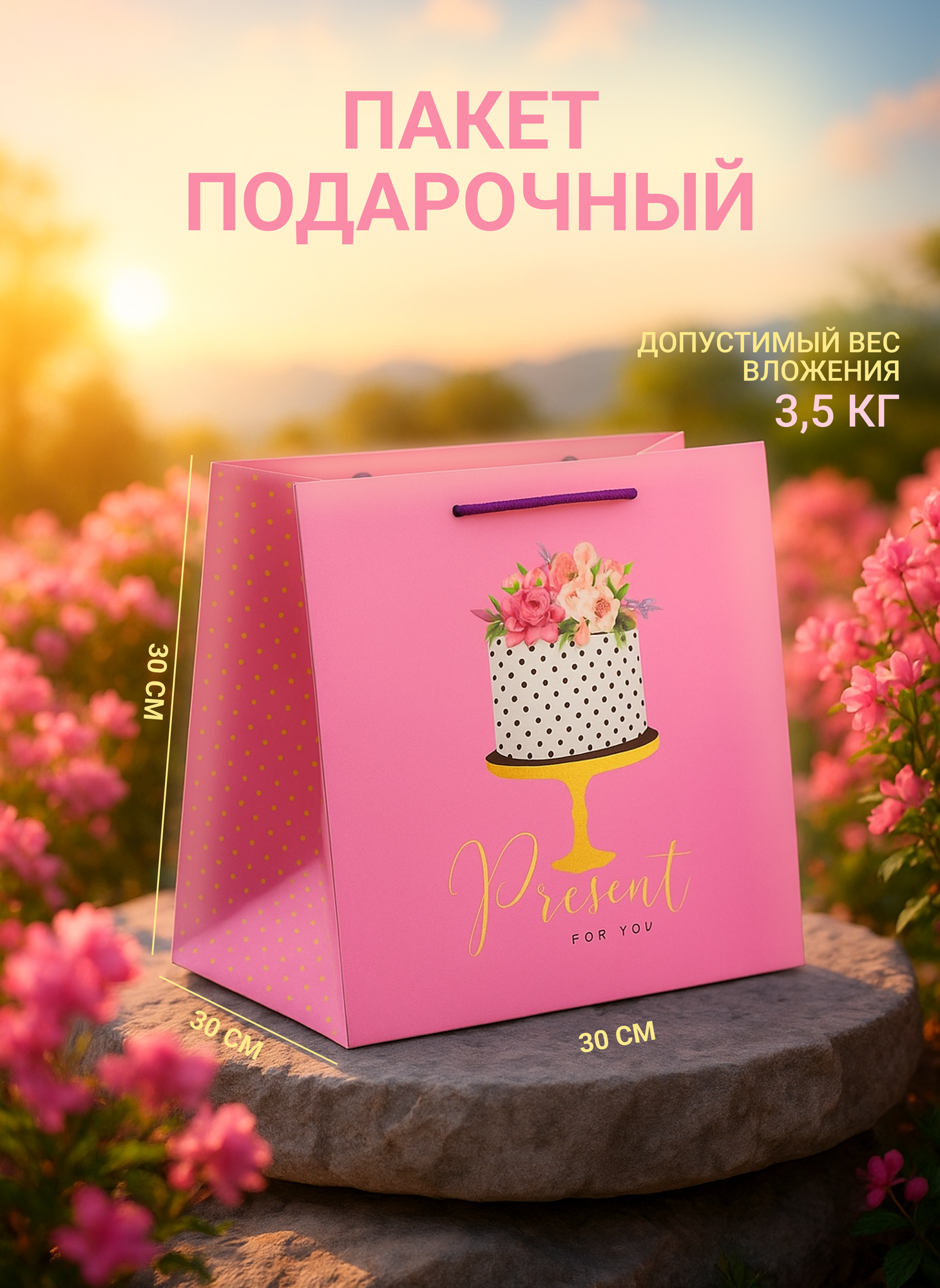 Пакет подарочный «Подарок для тебя» большой, 30 × 30 × 30 см