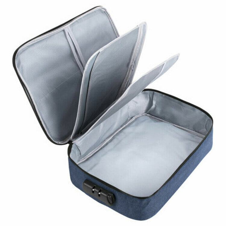 Папка-органайзер для документов с кодовым замком синий водонепроницаемый А4, BRAUBERG DOCS, 271961