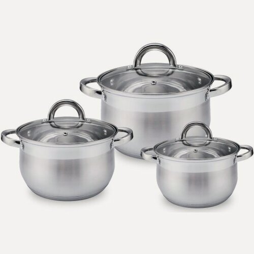 Изображение товара Набор кастрюль Appetite Bella 3 шт, 2.1 л, 2.9 л, 4 л, с крышками, нерж. сталь (LK19SET1)