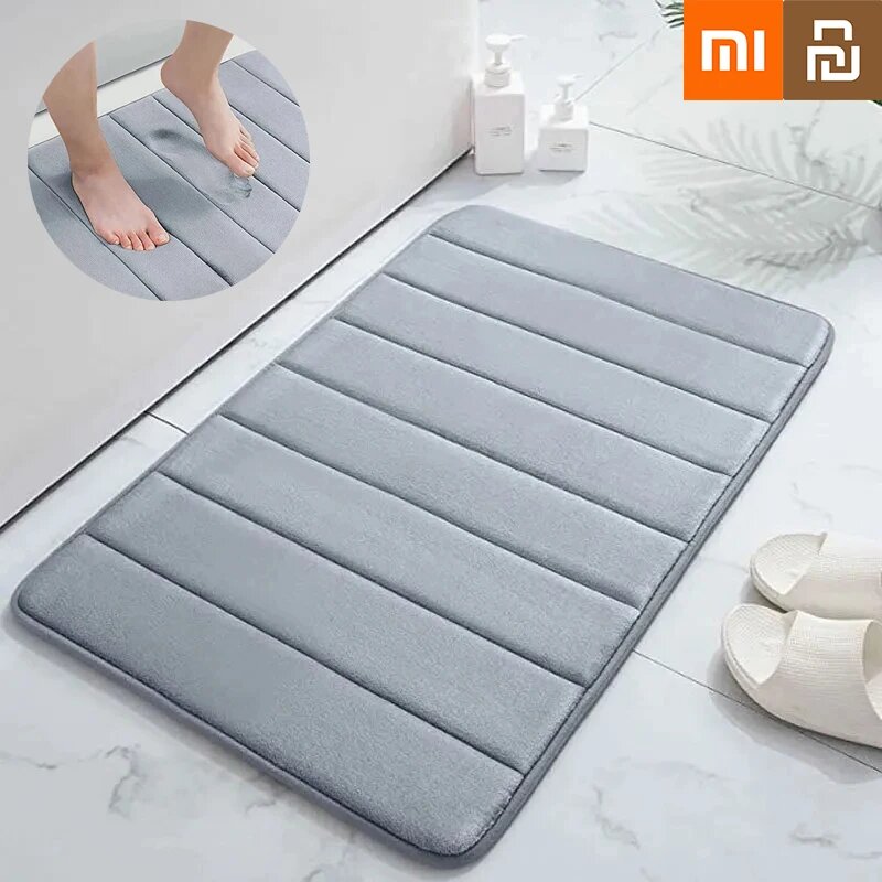 Картинки Xiaomi Youpin Супер впитывающий коврик для ванной Нескользящие коврики Ковры для ванной комнаты Мягкий напольный коврик из пены с эффектом памяти Спальня Туалет Пол Душевой коврик, Черный