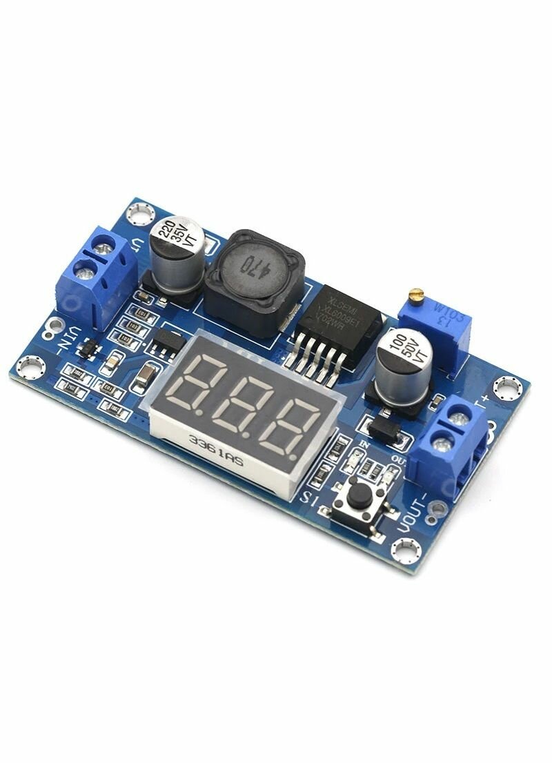 Повышающий регулируемый DC-DC преобразователь с дисплеем XL6009 Uвх.3 - 32, Uвых.5 - 38 В 4А